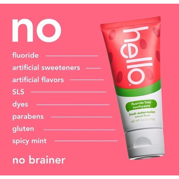 (3 pack) hello Fresh Watermelon Fluoride Free Kids Toothpaste, 4.2 Oz Tube - Picture 3 of 7